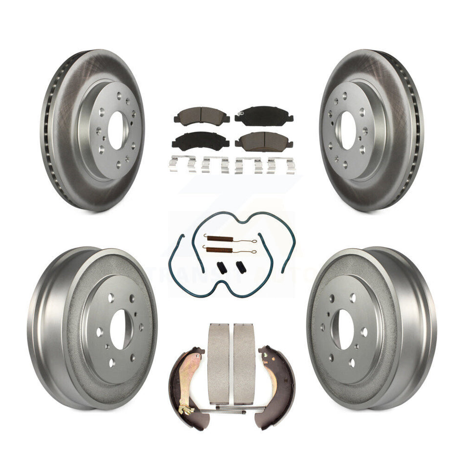 Front Rear Coated Disc Brake Rotors Ceramic Pads And Drum Kit (7Pc) For Chevrolet Silverado 1500 GMC Sierra Classic KGC-101897
