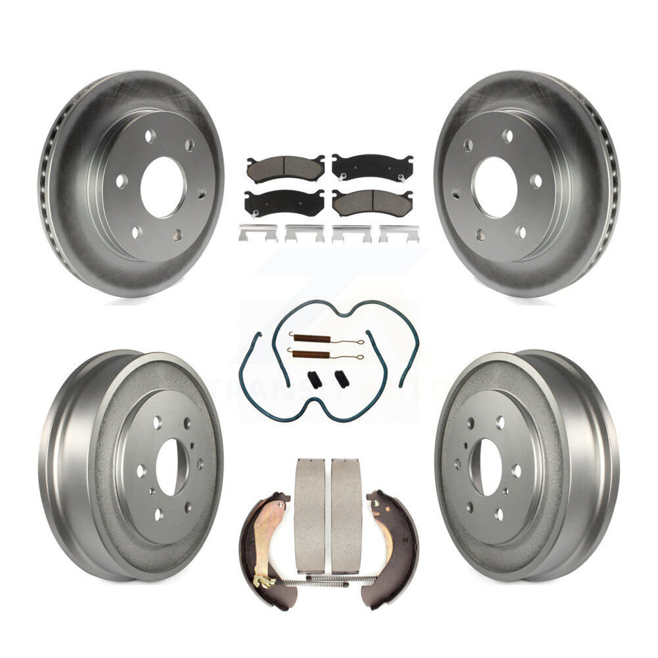 Front Rear Coated Disc Brake Rotors Ceramic Pads And Drum Kit (7Pc) For Chevrolet Silverado 1500 GMC Sierra Classic KGC-101899