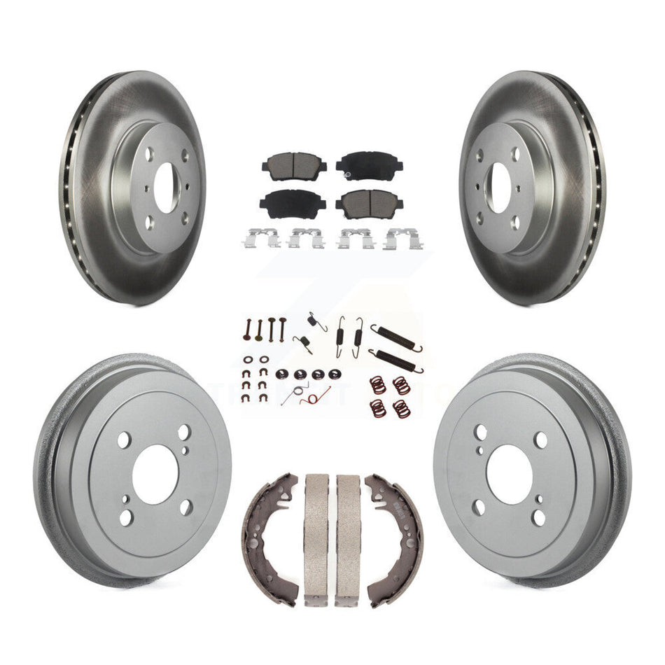 Front Rear Coated Disc Brake Rotors Ceramic Pads And Drum Kit (7Pc) For 2001-2005 Toyota Echo KGC-101900