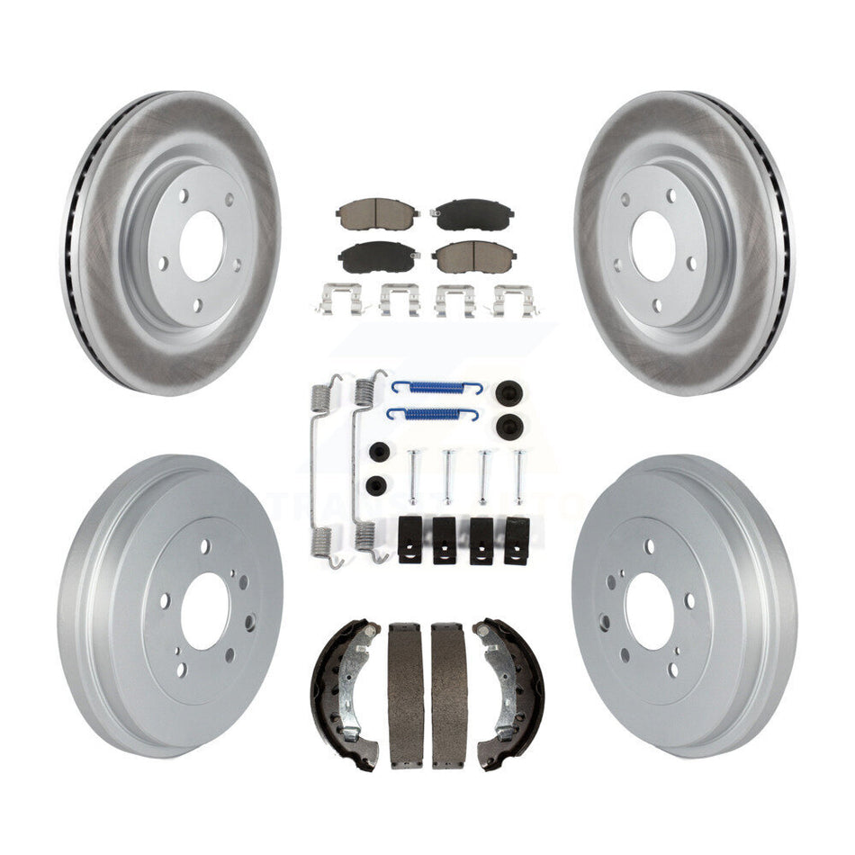 Front Rear Coated Disc Brake Rotors Ceramic Pads And Drum Kit (7Pc) For 2017-2019 Nissan Sentra Turbocharged KGC-101904