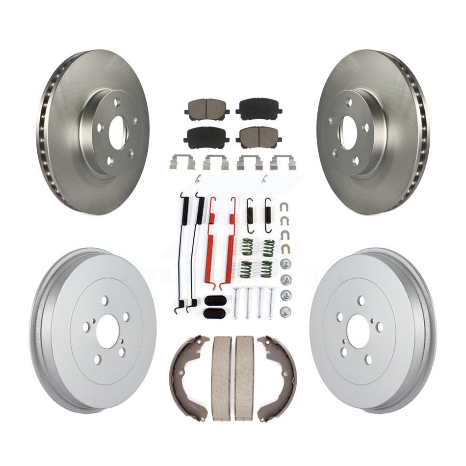 Front Rear Coated Disc Brake Rotors Ceramic Pads And Drum Kit (7Pc) For Toyota Matrix Pontiac Vibe KGC-101906