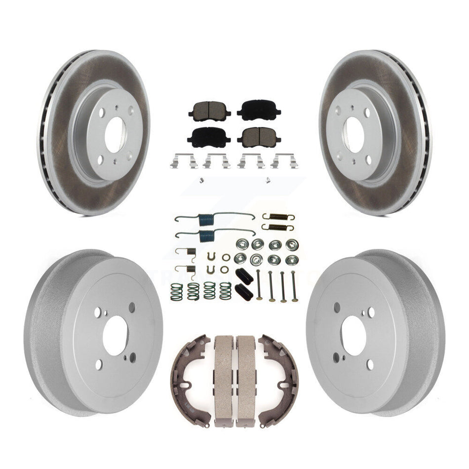 Front Rear Coated Disc Brake Rotors Ceramic Pads And Drum Kit (7Pc) For Toyota Corolla Chevrolet Prizm KGC-101907