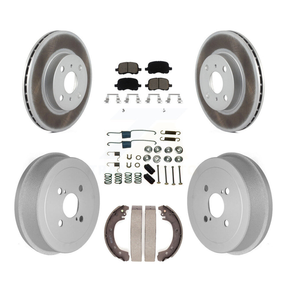 Front Rear Coated Disc Brake Rotors Ceramic Pads And Drum Kit (7Pc) For 2002 Toyota Corolla From 04 02 KGC-101910