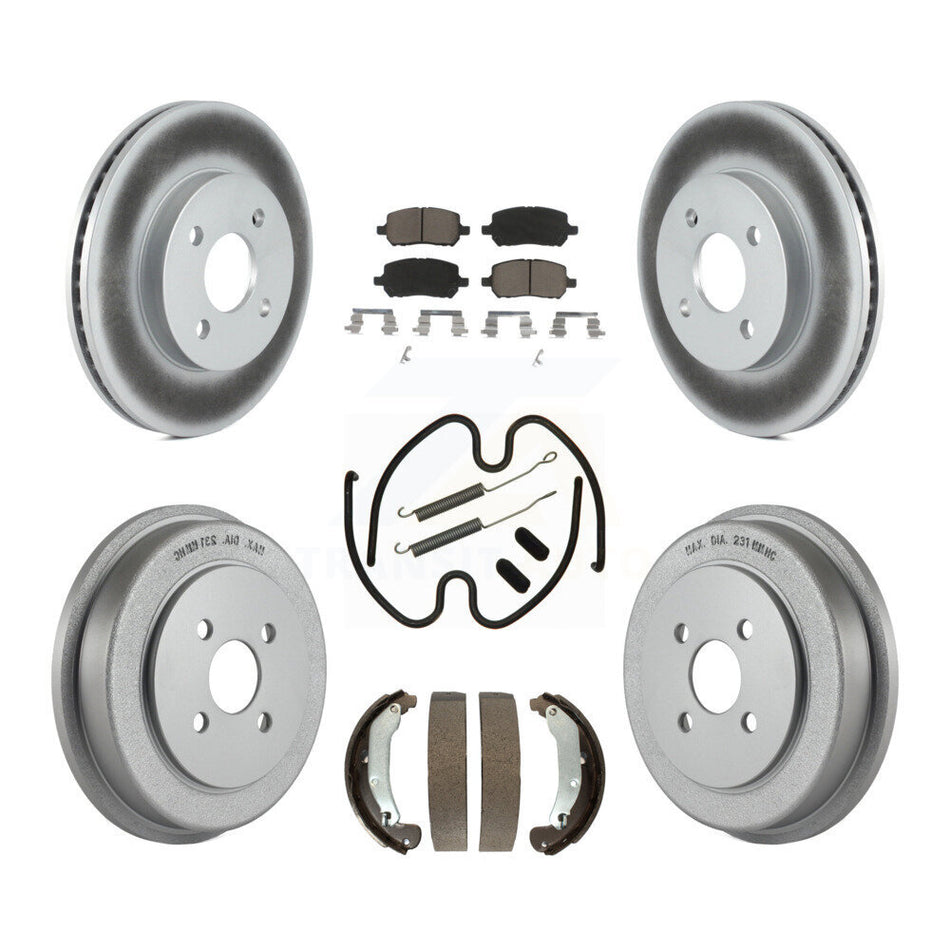 Front Rear Coated Disc Brake Rotors Ceramic Pads And Drum Kit (7Pc) For Chevrolet Cobalt Saturn Ion Pontiac G5 Pursuit KGC-101915