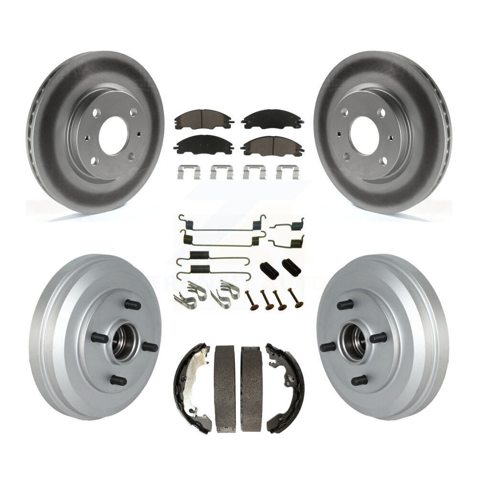 Front Rear Coated Disc Brake Rotors Ceramic Pads And Drum Kit (7Pc) For 2009-2011 Ford Focus KGC-101921