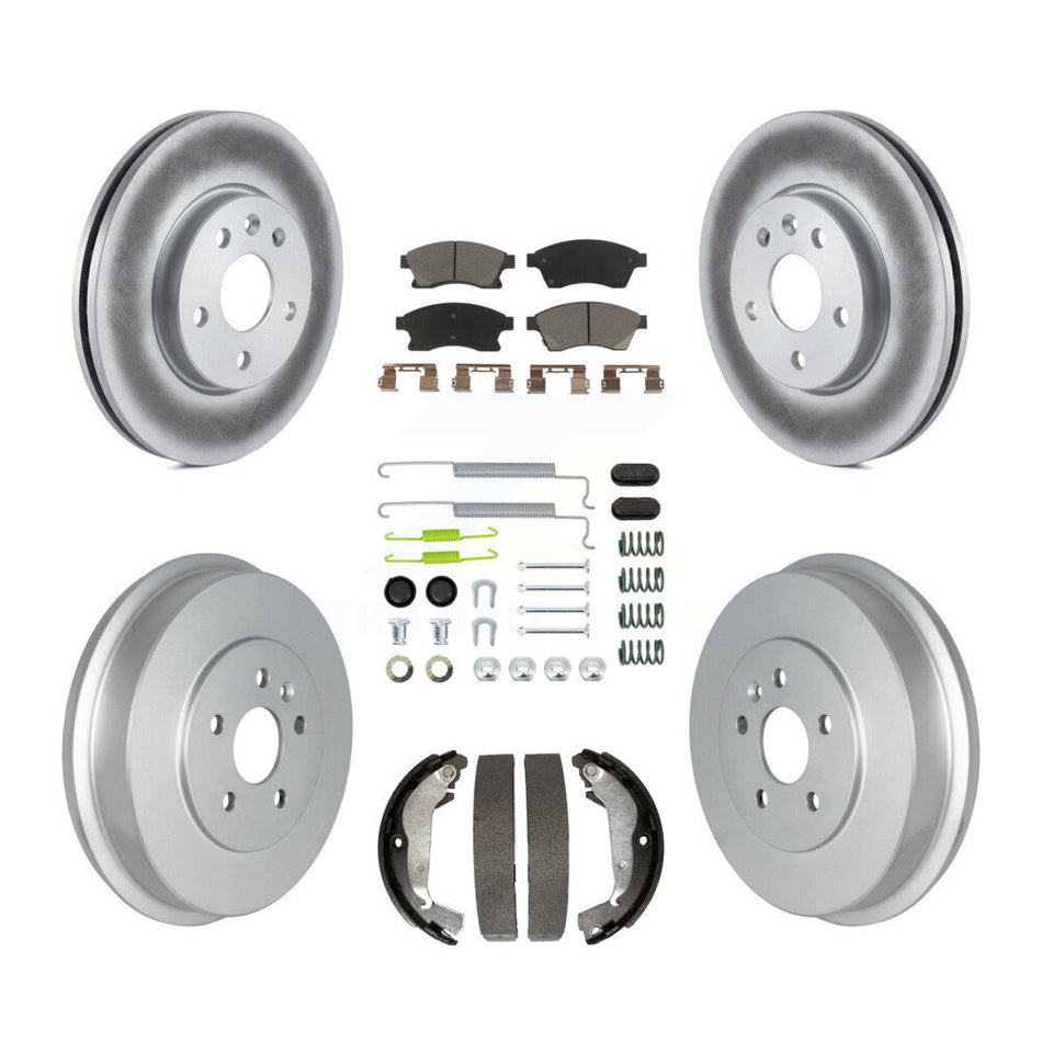 Front Rear Coated Disc Brake Rotor Ceramic Pad Drum Kit (7Pc) For Chevrolet Cruze Limited KGC-101932