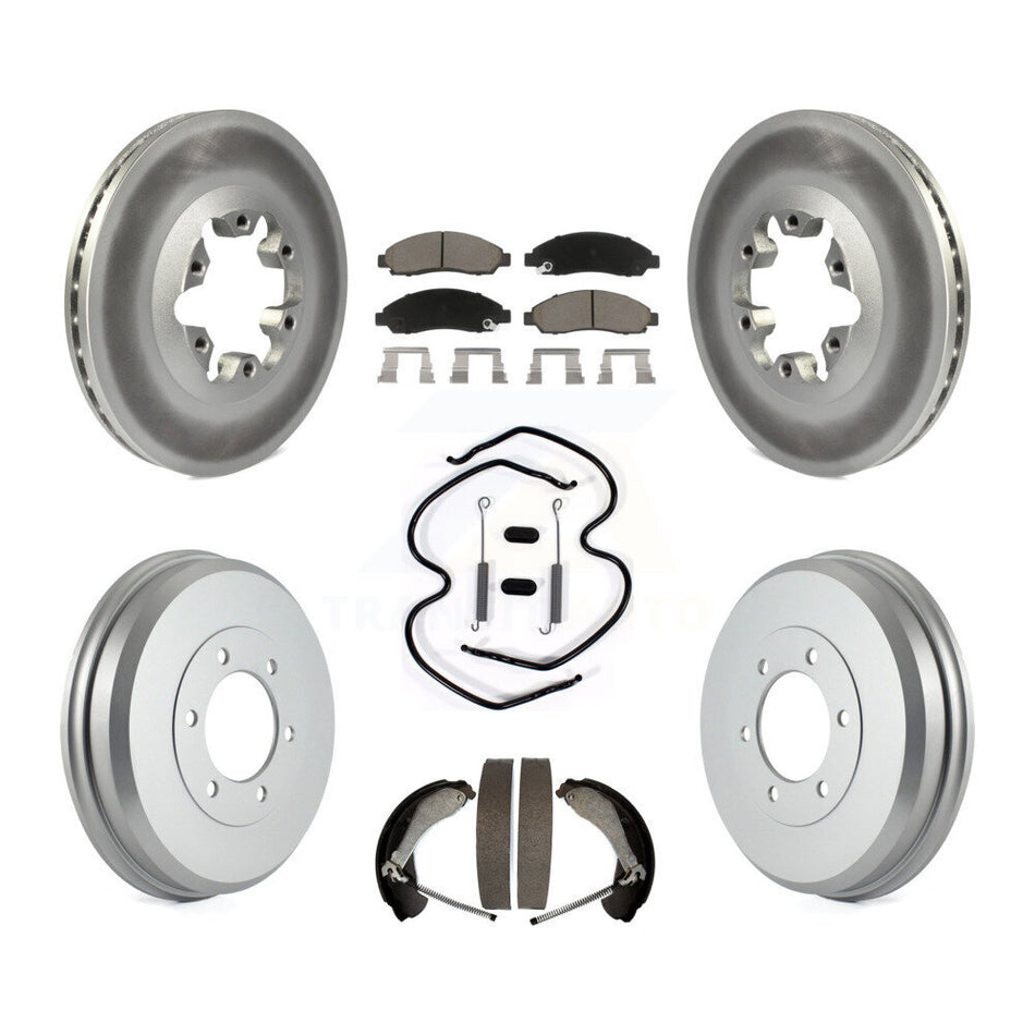 Front Rear Coated Disc Brake Rotors Ceramic Pads And Drum Kit (7Pc) For Chevrolet Colorado GMC Canyon Isuzu i-290 i-280 i-370 i-350 KGC-101933