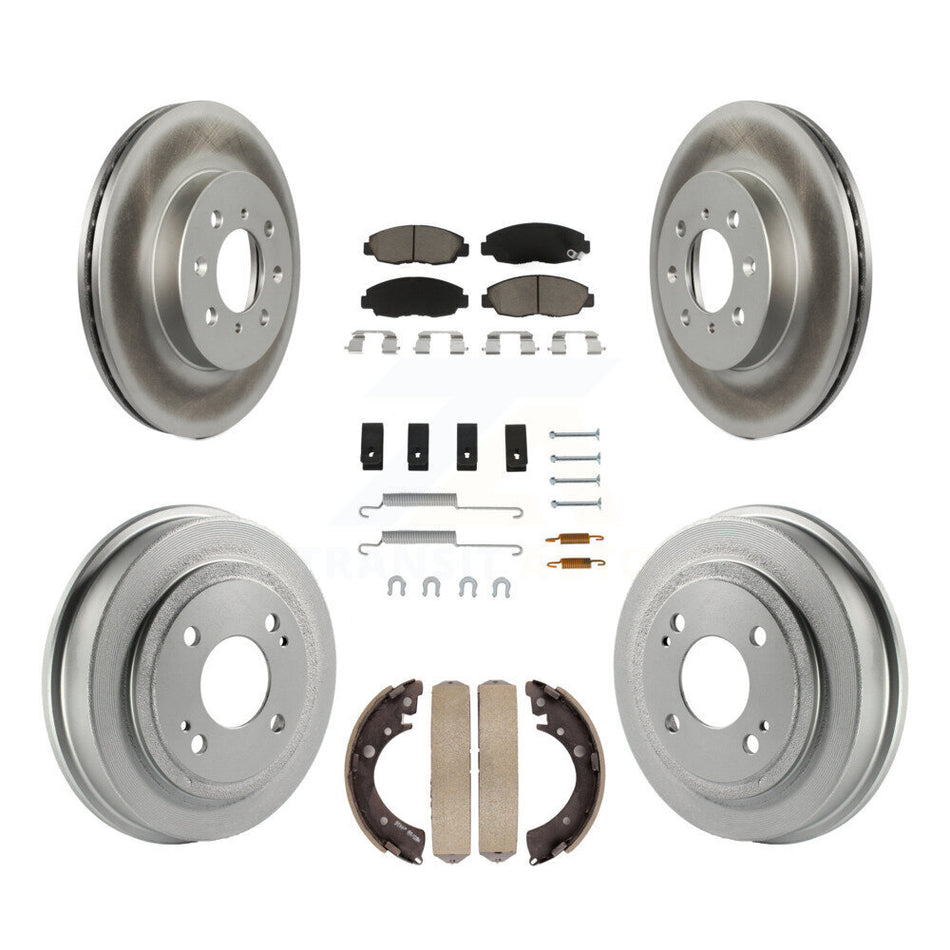 Front Rear Coated Disc Brake Rotors Ceramic Pads And Drum Kit (7Pc) For Honda Civic Acura EL KGC-101935