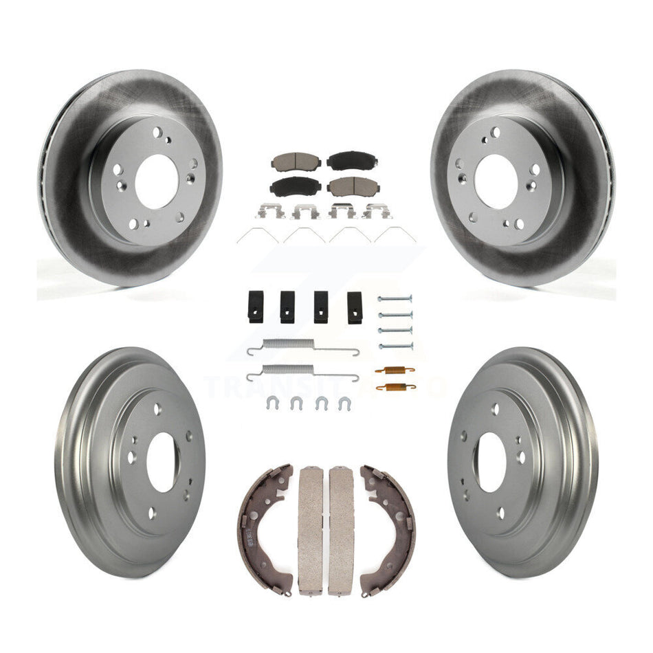 Front Rear Coated Disc Brake Rotors Ceramic Pads And Drum Kit (7Pc) For 2015 Honda Civic LX with Manual transmission KGC-101941