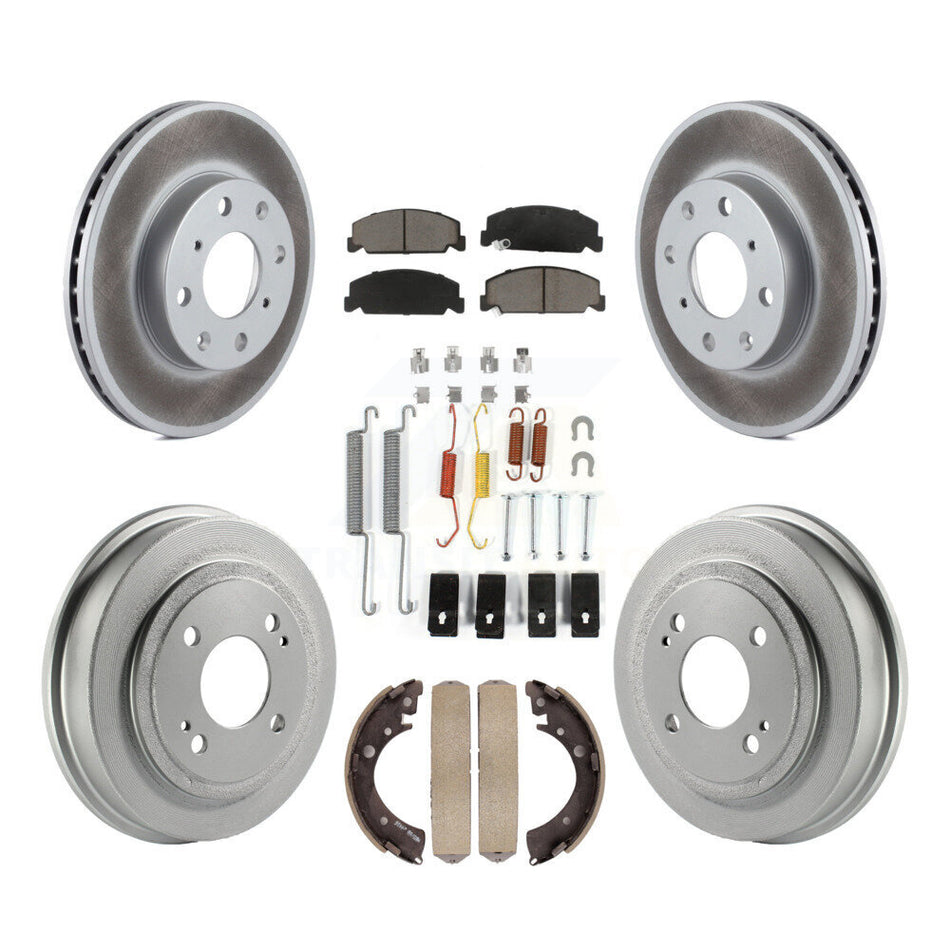 Front Rear Coated Disc Brake Rotors Ceramic Pads And Drum Kit (7Pc) For Honda Civic KGC-101949