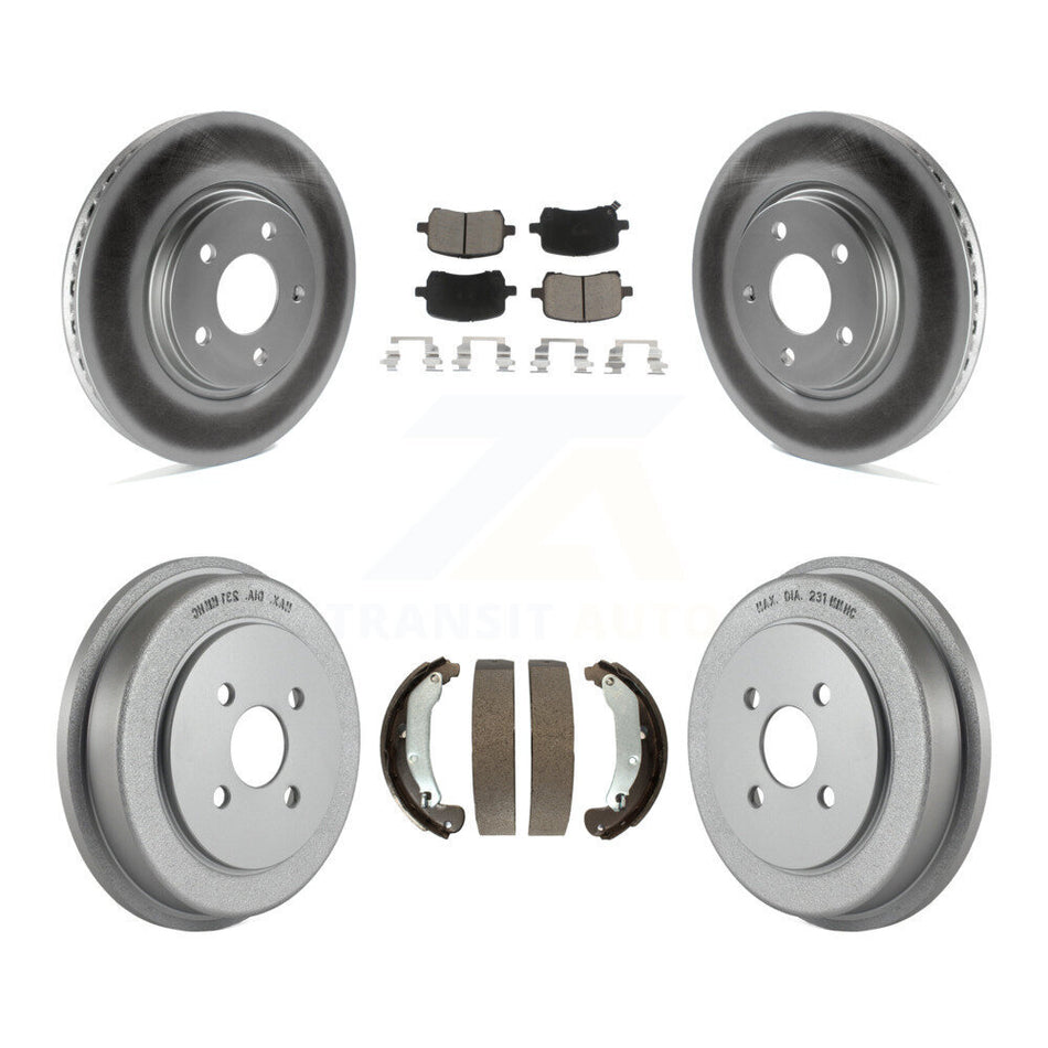 Front Rear Coated Disc Brake Rotors Ceramic Pads And Drum Kit For 2006 Pontiac Pursuit With Brakes KGC-101960