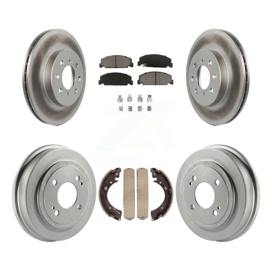 Front Rear Coated Disc Brake Rotors Ceramic Pads And Drum Kit For 1997 Honda Civic LX with 4-Wheel ABS KGC-101971