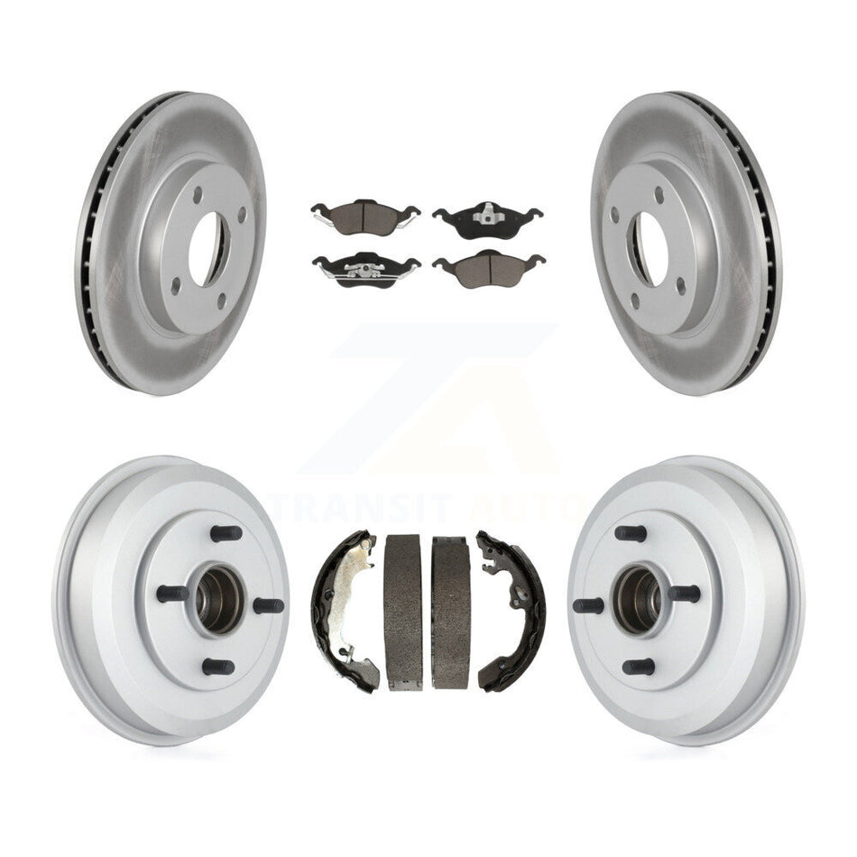 Front Rear Coated Disc Brake Rotors Ceramic Pads And Drum Kit For Ford Focus Wheel Bearing Includes KGC-101987