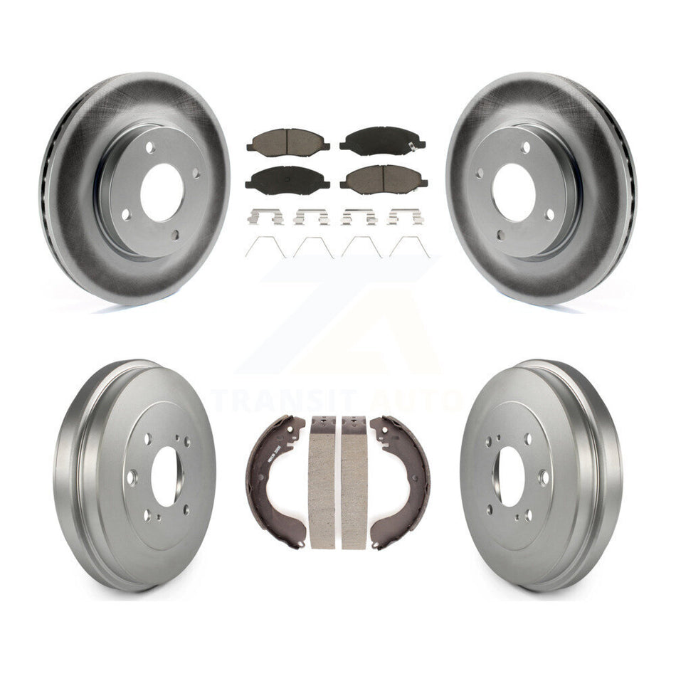 Front Rear Coated Disc Brake Rotors Ceramic Pads And Drum Kit For 2008 Nissan Versa 4-Wheel ABS KGC-102001