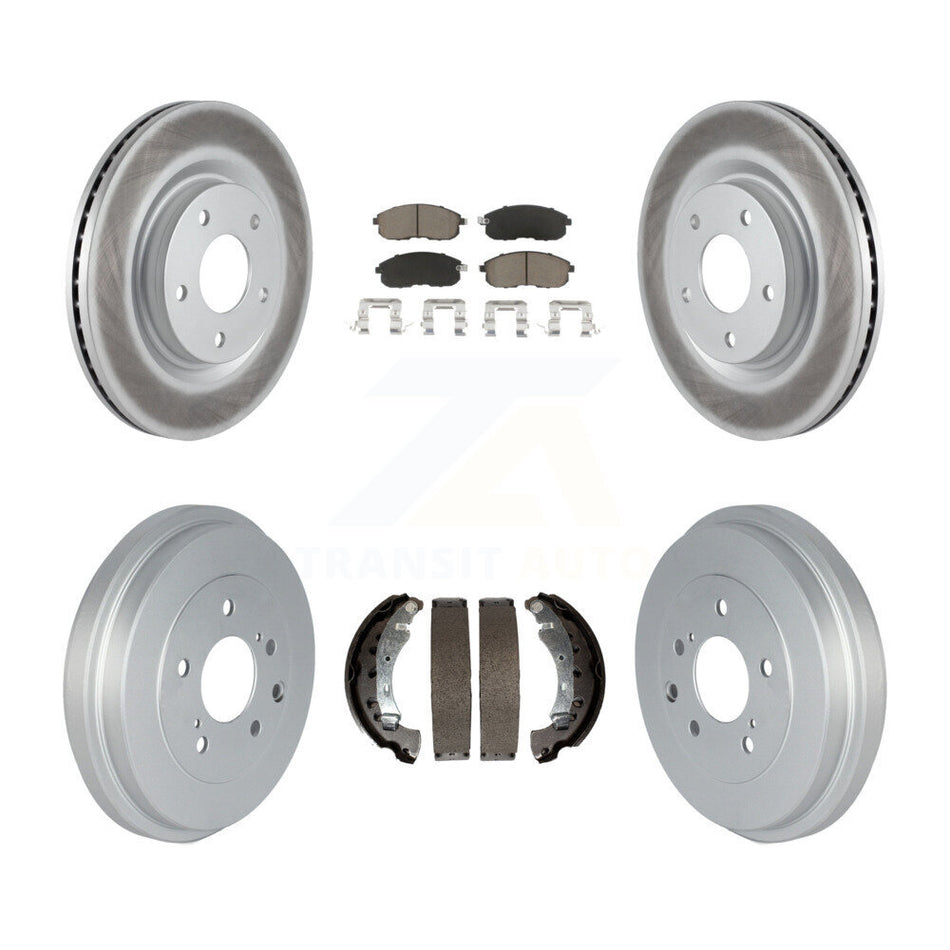 Front Rear Coated Disc Brake Rotors Ceramic Pads And Drum Kit For 2017-2019 Nissan Sentra Turbocharged KGC-102003