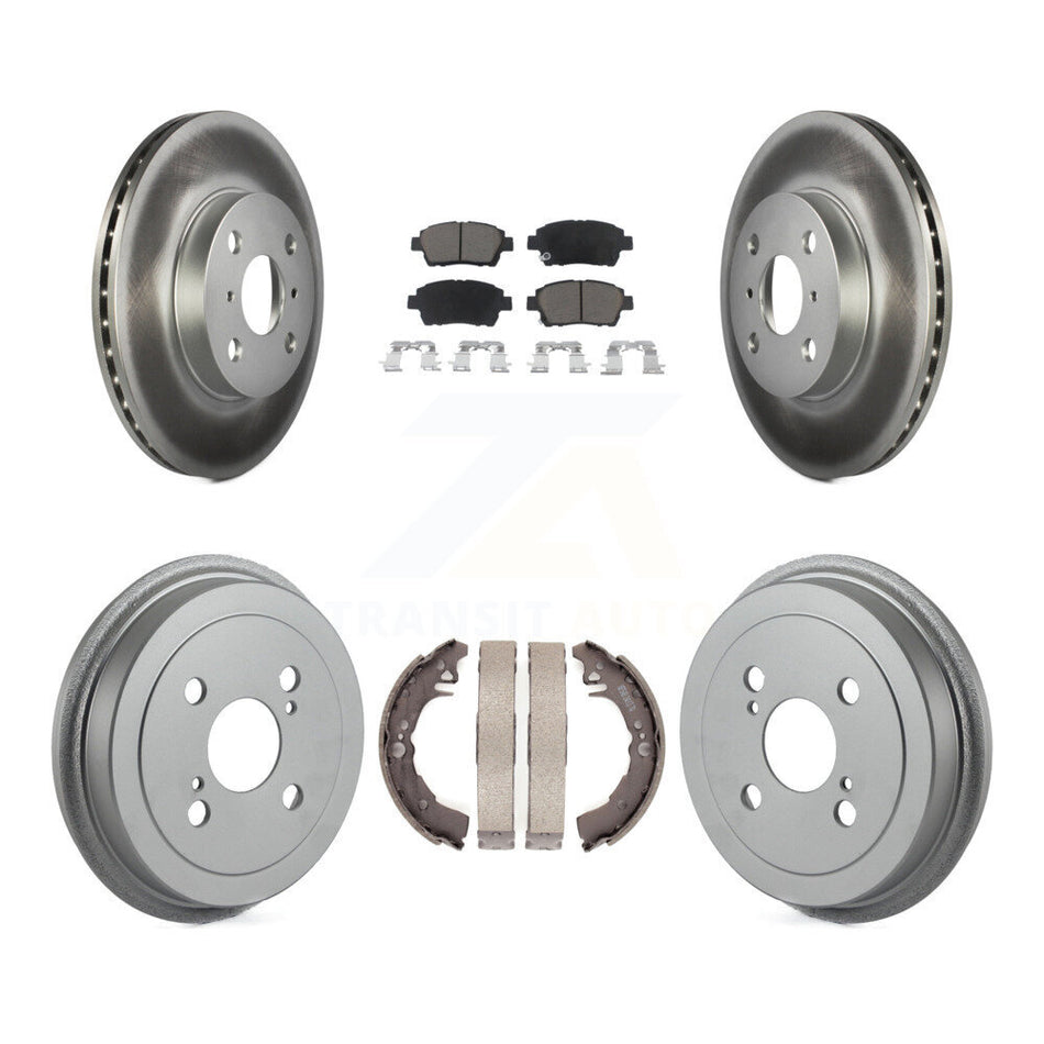 Front Rear Coated Disc Brake Rotors Ceramic Pads And Drum Kit For 2001-2005 Toyota Echo KGC-102022