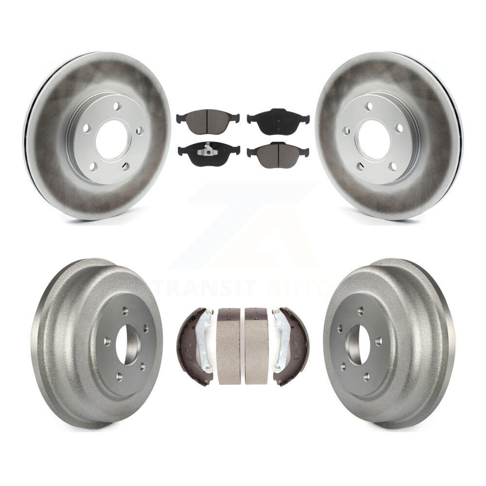 Front Rear Coated Disc Brake Rotors Ceramic Pads And Drum Kit For 2010-2013 Ford Connect KGC-102023