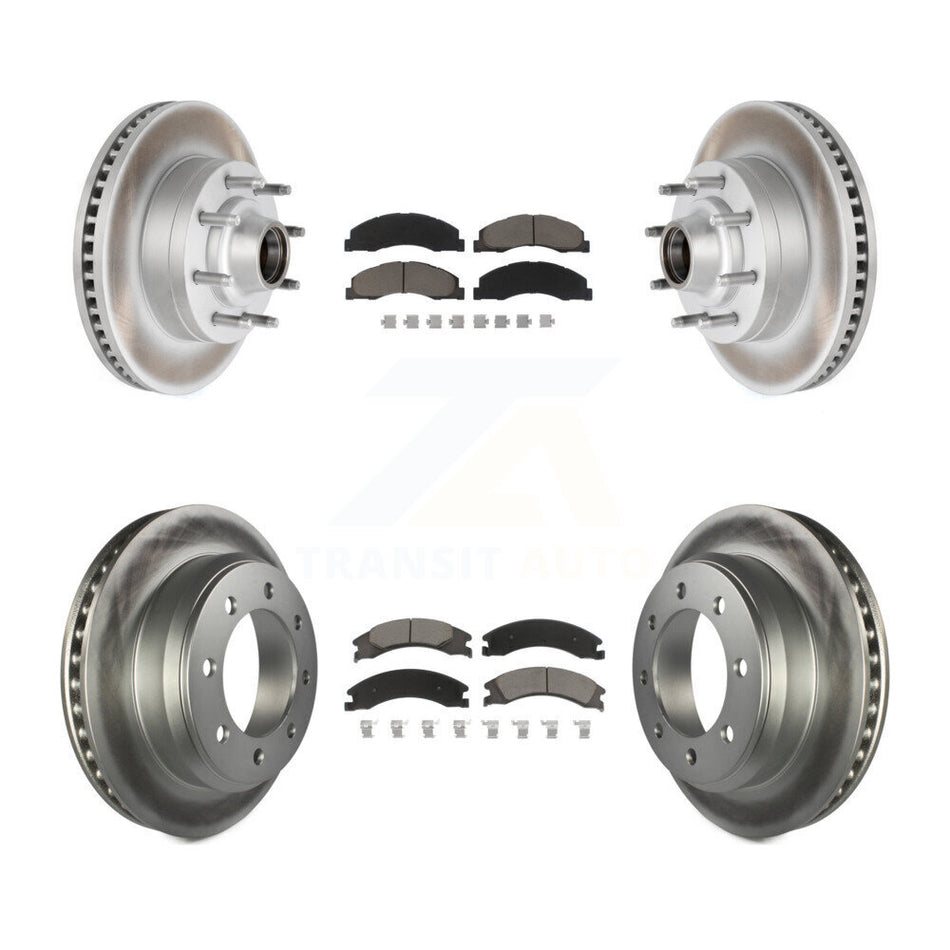 Front Rear Coated Disc Brake Rotors And Ceramic Pads Kit For Ford E-350 Super Duty E-250 E-150 Econoline KGC-102024