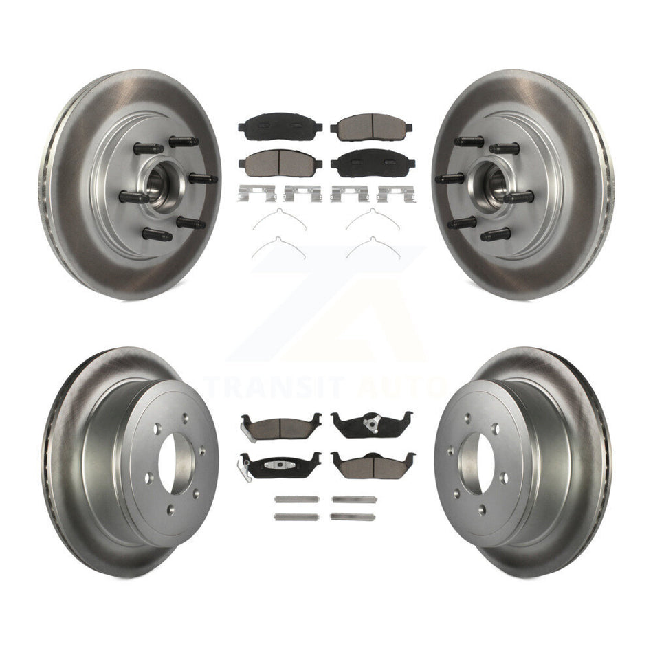 Front Rear Coated Disc Brake Rotors And Ceramic Pads Kit For Ford F-150 Lincoln Mark LT RWD KGC-102030