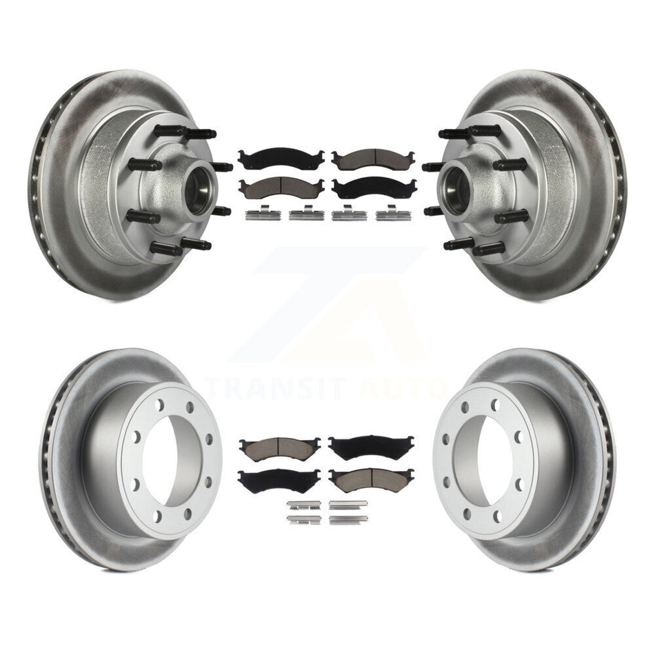 Front Rear Coated Disc Brake Rotors And Ceramic Pads Kit For Ford E-350 Super Duty E-250 Econoline Club Wagon KGC-102031
