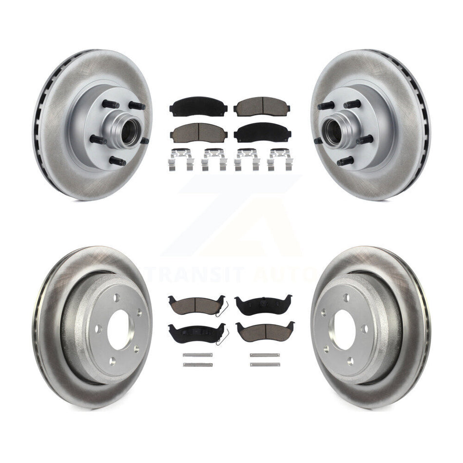 Front Rear Coated Disc Brake Rotors And Ceramic Pads Kit For 2010 Mazda B2300 With 11-1 4" Diameter Rotor KGC-102033