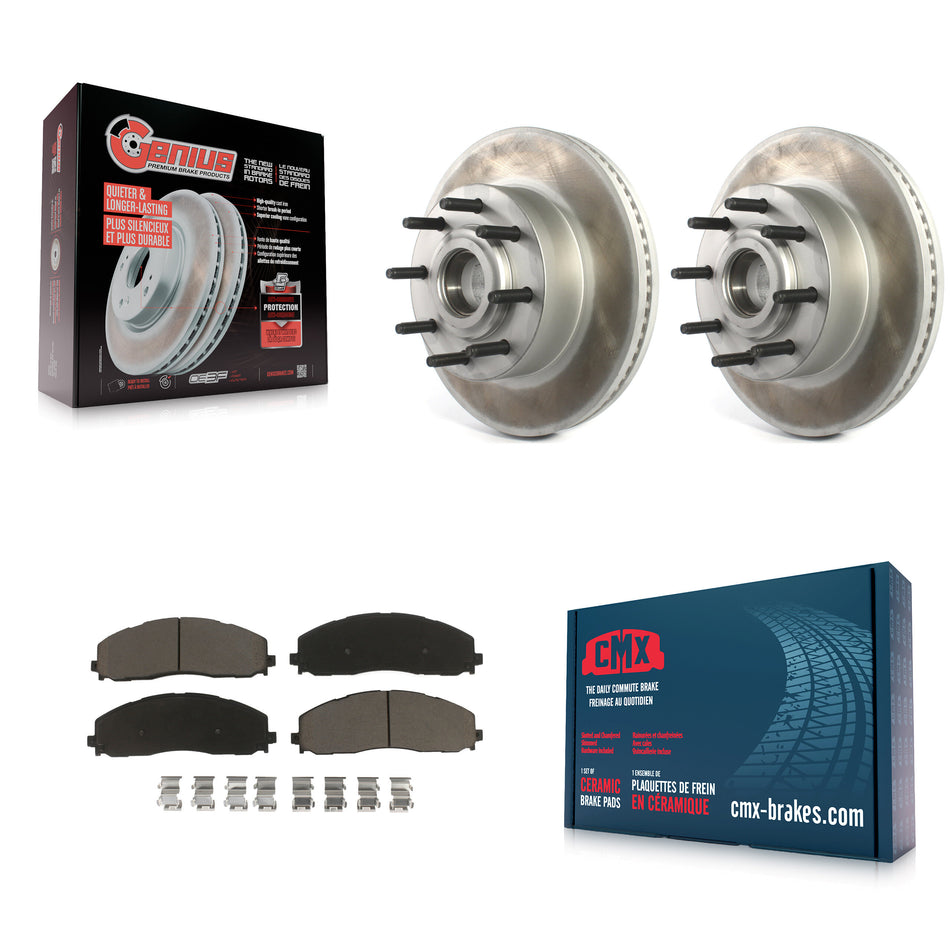 Front Coated Disc Brake Rotors Hub Assembly And Ceramic Pads Kit For Ford F-250 Super Duty F-350 KGC-102040