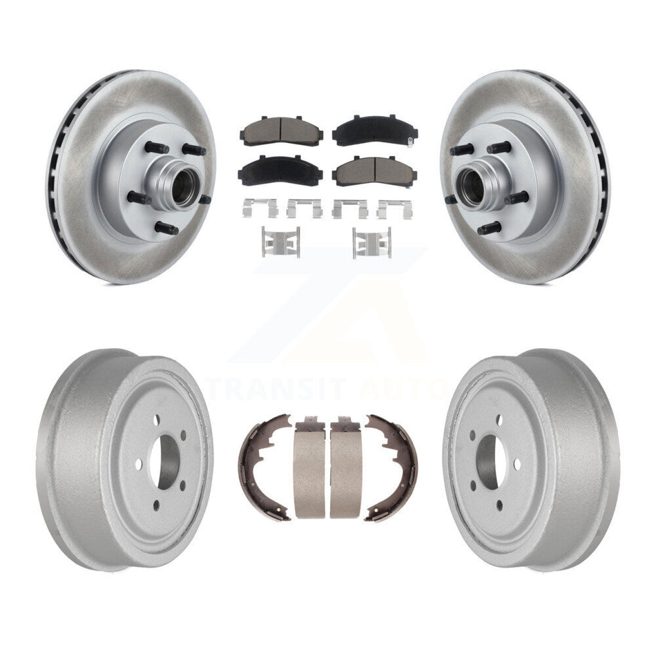 Front Rear Coated Disc Brake Rotors Hub Assembly Ceramic Pads And Drum Kit For Ford Ranger With 10" Diameter KGC-102052