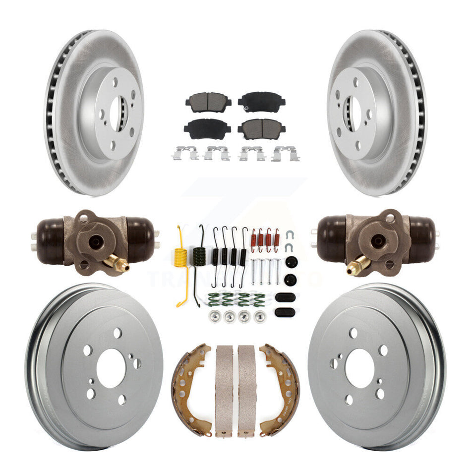 Front Rear Coated Disc Brake Rotors Ceramic Pads And Drum Kit (9Pc) For 2004-2007 Toyota Prius KGC-102055