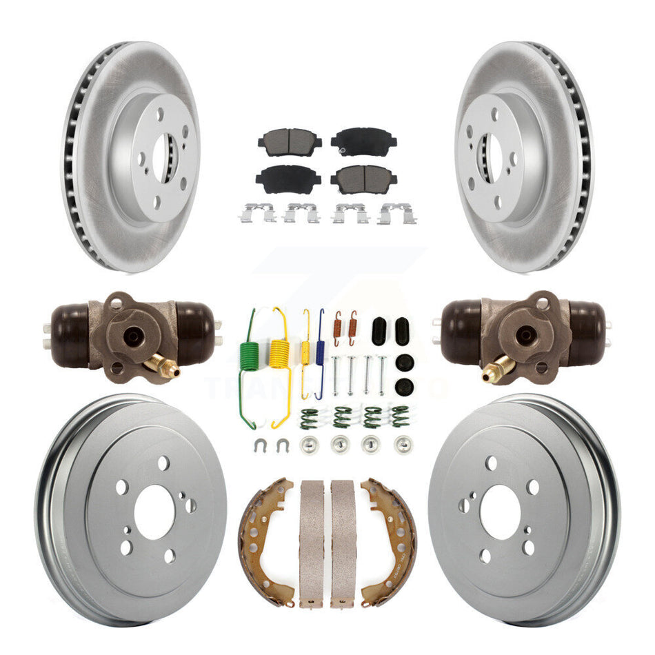 Front Rear Coated Disc Brake Rotors Ceramic Pads And Drum Kit (9Pc) For 2008 Toyota Prius KGC-102056