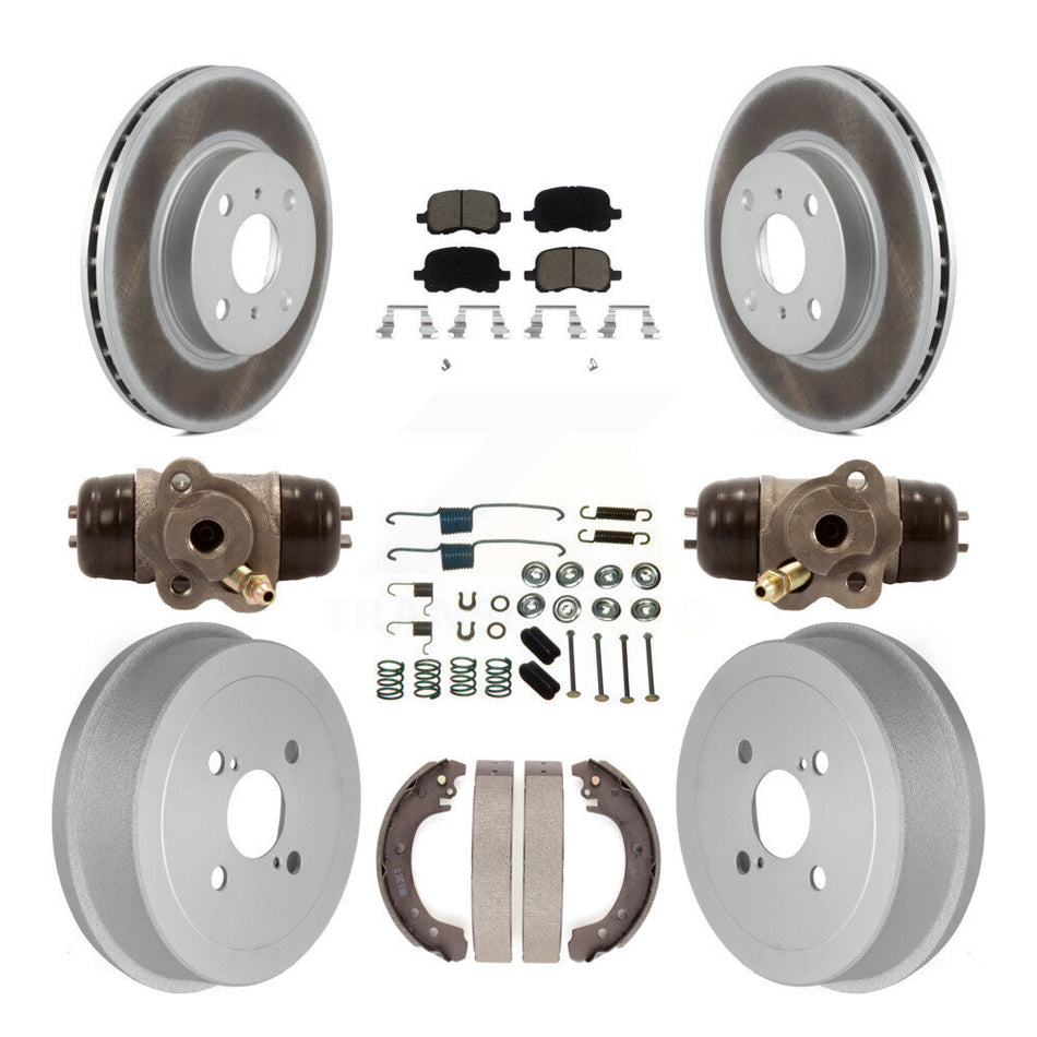 Front Rear Coated Disc Brake Rotors Ceramic Pads And Drum Kit (9Pc) For 2002 Toyota Corolla Non-ABS From 04 02 KGC-102068