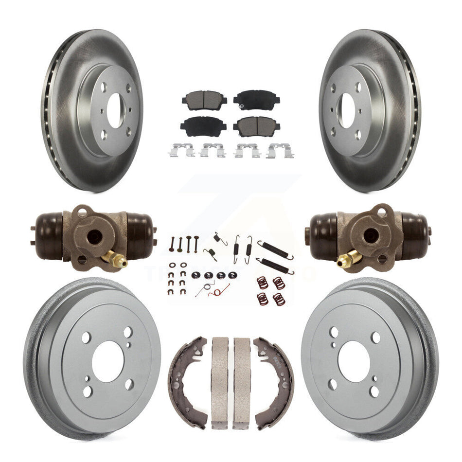Front Rear Coated Disc Brake Rotors Ceramic Pads And Drum Kit (9Pc) For 2001-2005 Toyota Echo KGC-102069