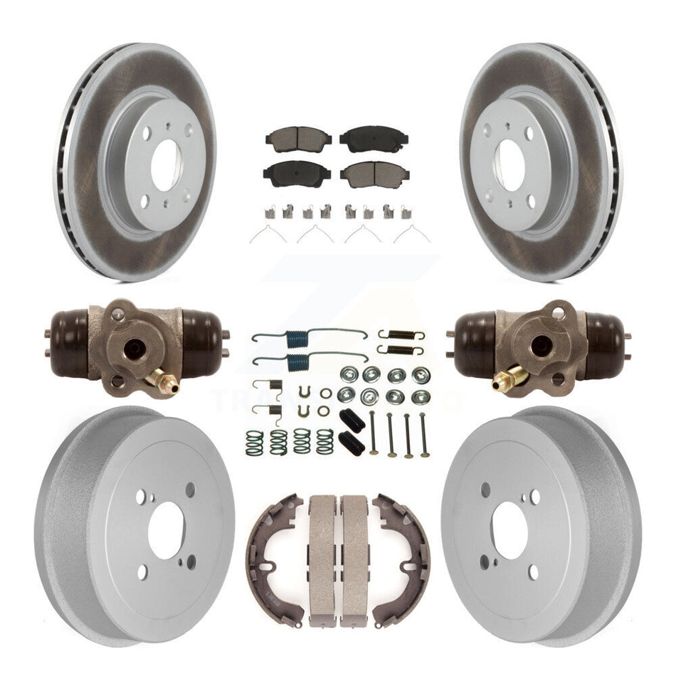 Front Rear Coated Disc Brake Rotors Ceramic Pads And Drum Kit (9Pc) For 1993-1997 Toyota Corolla Geo Prizm KGC-102071