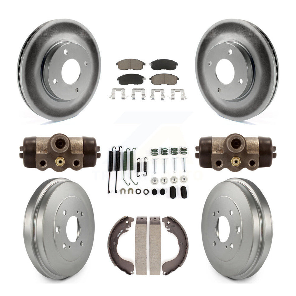 Front Rear Coated Disc Brake Rotors Ceramic Pads And Drum Kit (9Pc) For Nissan Sentra Versa Cube KGC-102074