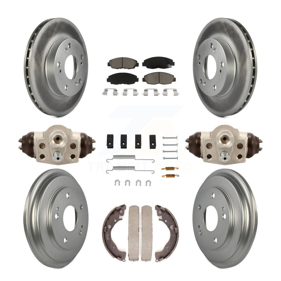 Front Rear Coated Disc Brake Rotors Ceramic Pads And Drum Kit (9Pc) For Honda Civic KGC-102075