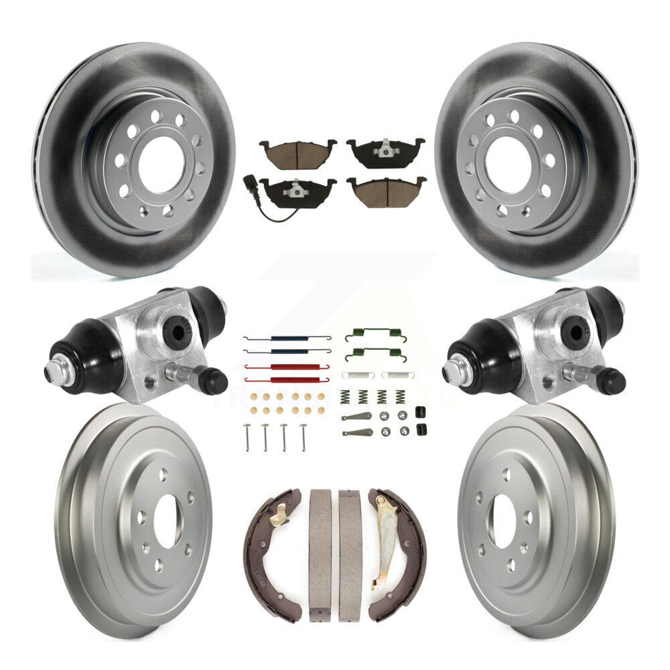 Front Rear Coated Disc Brake Rotors Ceramic Pads And Drum Kit (9Pc) For Volkswagen Jetta KGC-102077