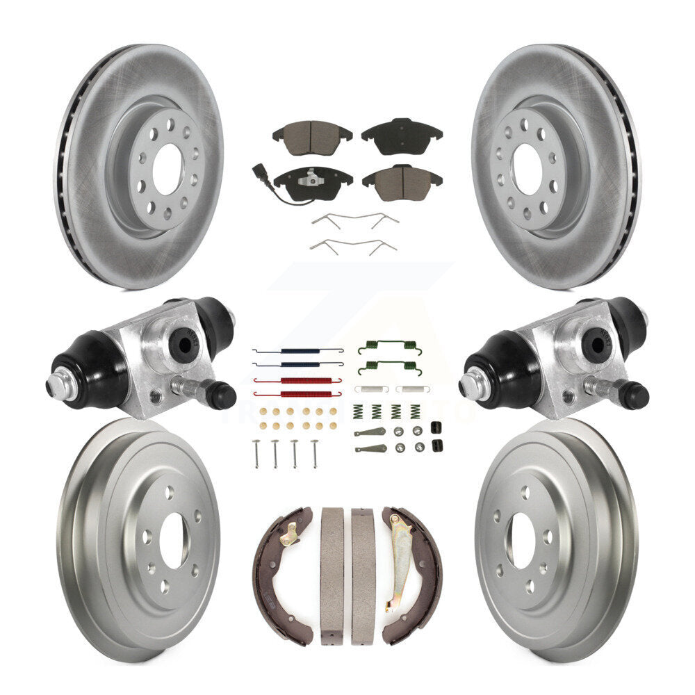 Front Rear Coated Disc Brake Rotors Ceramic Pads And Drum Kit (9Pc) For Volkswagen Jetta KGC-102078