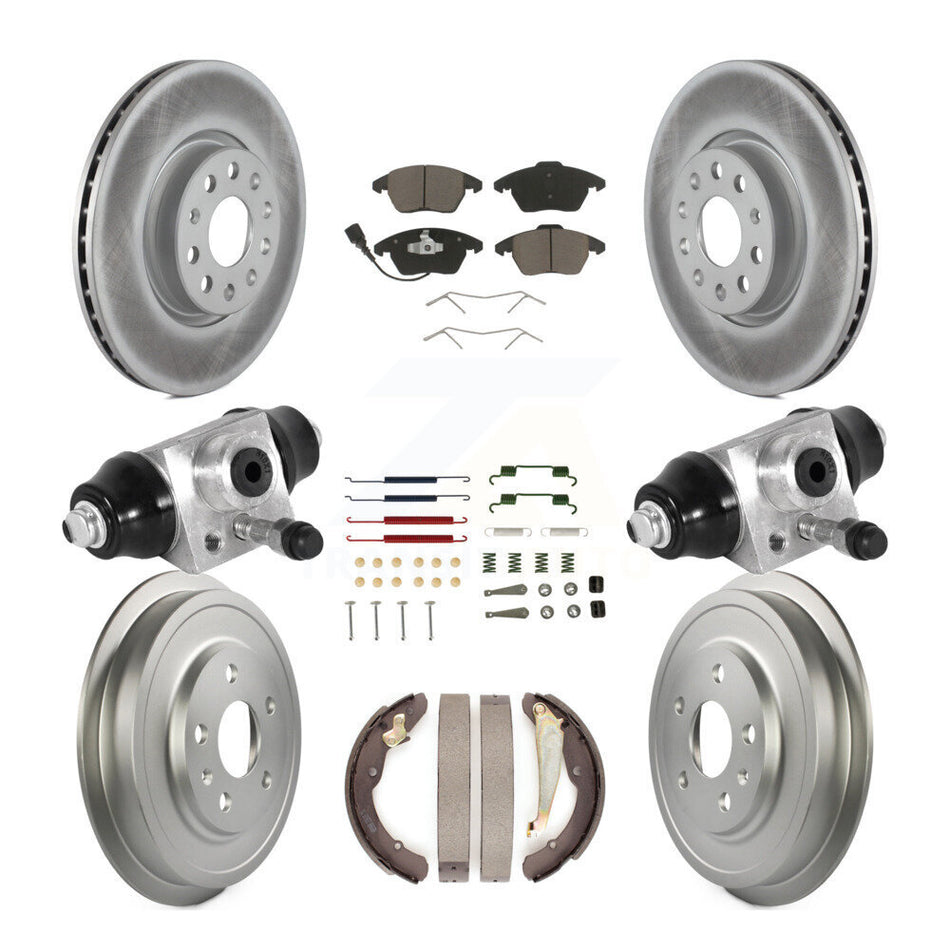 Front Rear Coated Disc Brake Rotors Ceramic Pads And Drum Kit (9Pc) For Volkswagen Jetta KGC-102078