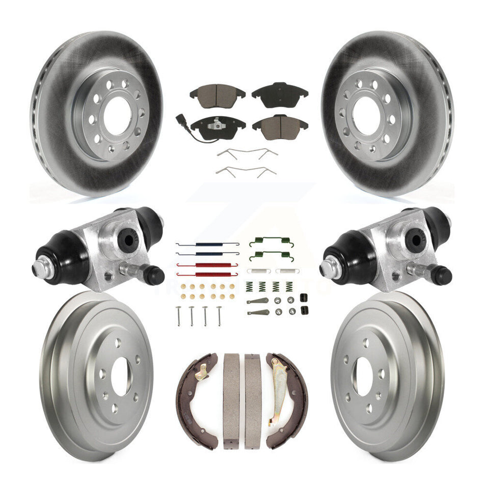 Front Rear Coated Disc Brake Rotors Ceramic Pads And Drum Kit (9Pc) For Volkswagen Jetta KGC-102079