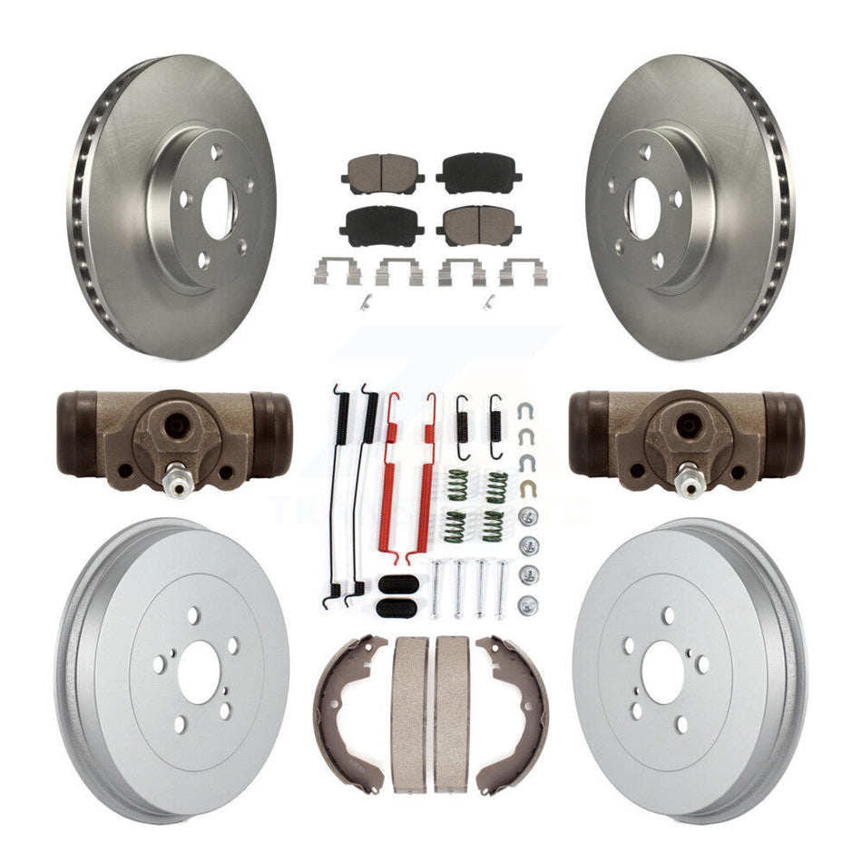 Front Rear Coated Disc Brake Rotors Ceramic Pads And Drum Kit (9Pc) For Pontiac Vibe Toyota Matrix KGC-102081