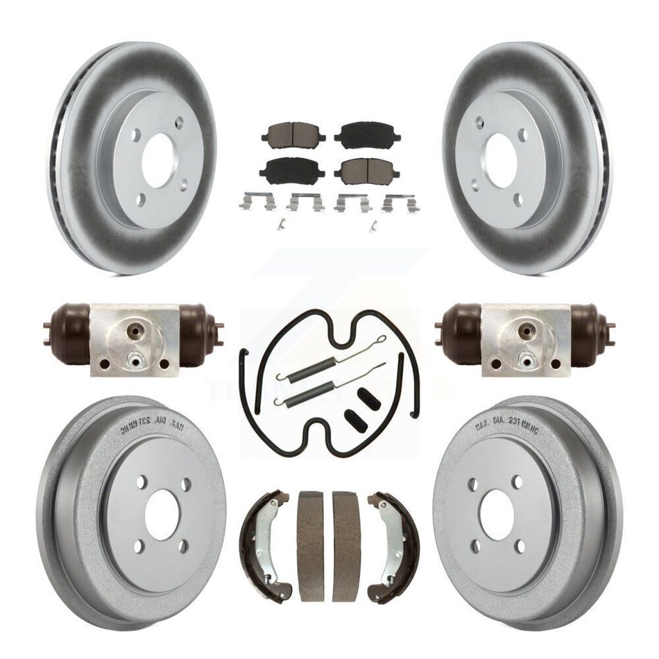 Front Rear Coated Disc Brake Rotors Ceramic Pads And Drum Kit (9Pc) For Chevrolet Cobalt Saturn Ion Pontiac Pursuit KGC-102083