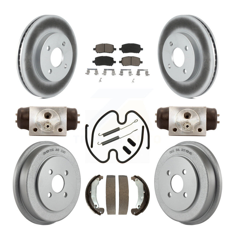 Front Rear Coated Disc Brake Rotors Ceramic Pads And Drum Kit (9Pc) For 2003 Saturn Ion KGC-102084