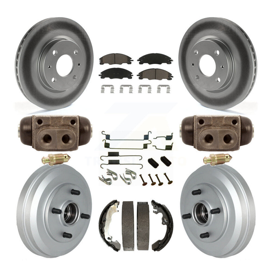 Front Rear Coated Disc Brake Rotors Ceramic Pads And Drum Kit (9Pc) For Ford Focus KGC-102116