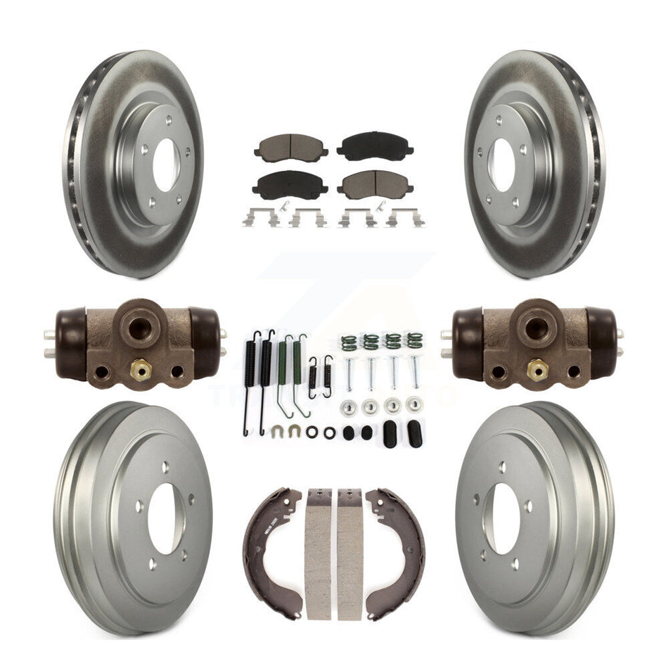 Front Rear Coated Disc Brake Rotors Ceramic Pads And Drum Kit (9Pc) For Jeep Patriot Compass Dodge Caliber Chrysler Sebring Avenger KGC-102118