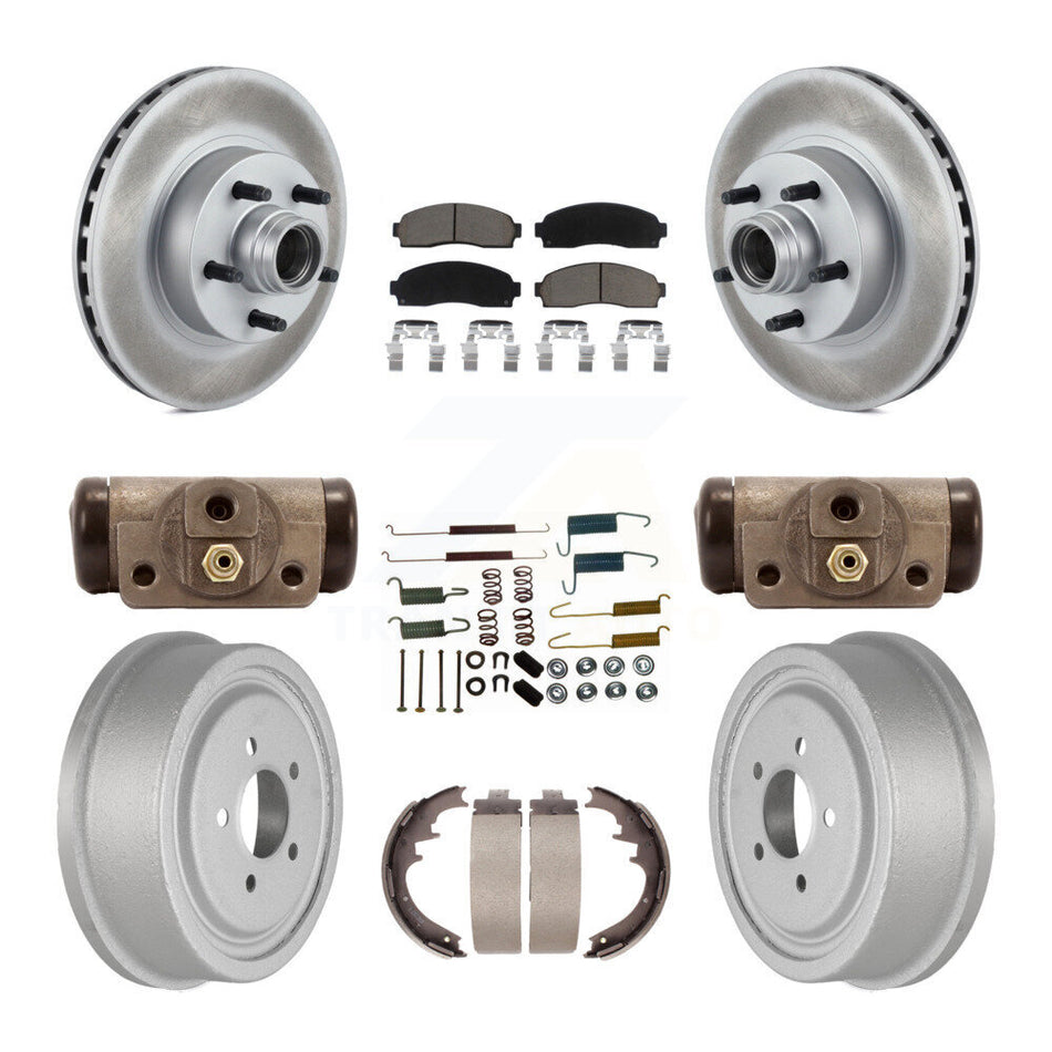 Front Rear Coated Disc Brake Rotors Ceramic Pads And Drum Kit (9Pc) For 2006-2009 Ford Ranger RWD With 10" Diameter KGC-102120
