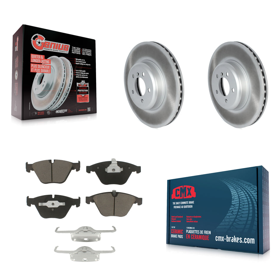 Front Coated Disc Brake Rotors And Ceramic Pads Kit For 2012 BMW 335i Convertible Coupe With Blue Painted Calipers KGC-102133