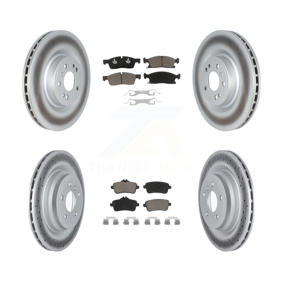 Front Rear Coated Disc Brake Rotors And Ceramic Pads Kit For 2016-2017 Mercedes-Benz GLE400 With AMG Package KGC-102157