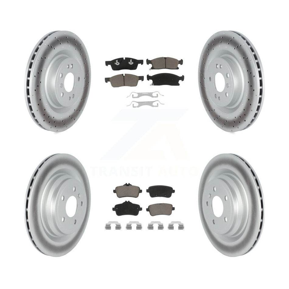 Front Rear Coated Disc Brake Rotors And Ceramic Pads Kit For 2016-2017 Mercedes-Benz GLE400 With AMG Package KGC-102158