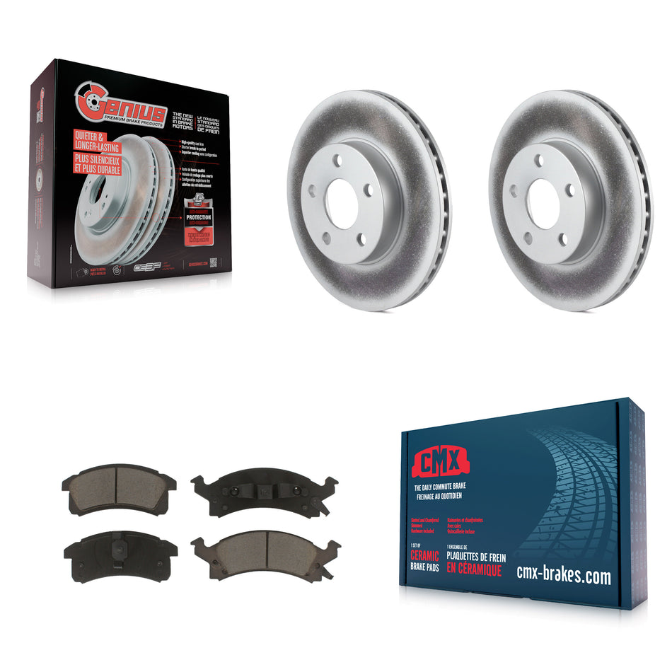 Front Coated Disc Brake Rotors And Ceramic Pads Kit For Chevrolet Cavalier Pontiac Sunfire Grand Am Buick Skylark Corsica Oldsmobile Achieva Beretta Sunbird Cutlass Calais KGC-102192