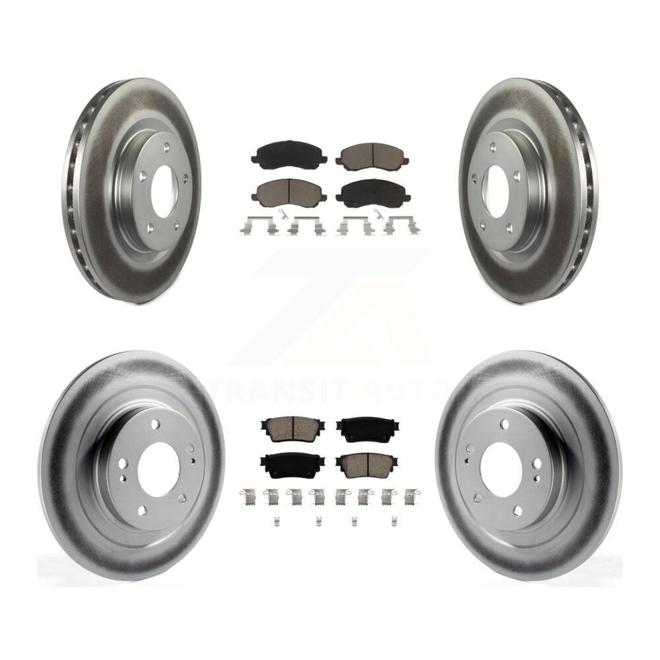 Front Rear Coated Disc Brake Rotors And Ceramic Pads Kit For Mitsubishi Outlander KGC-102196