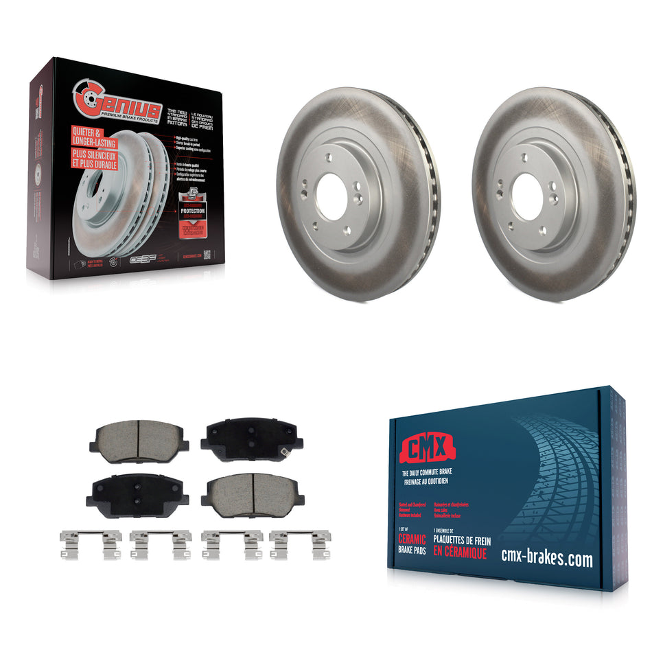 Front Coated Disc Brake Rotors And Ceramic Pads Kit For 2019-2020 Hyundai Santa Fe KGC-102224